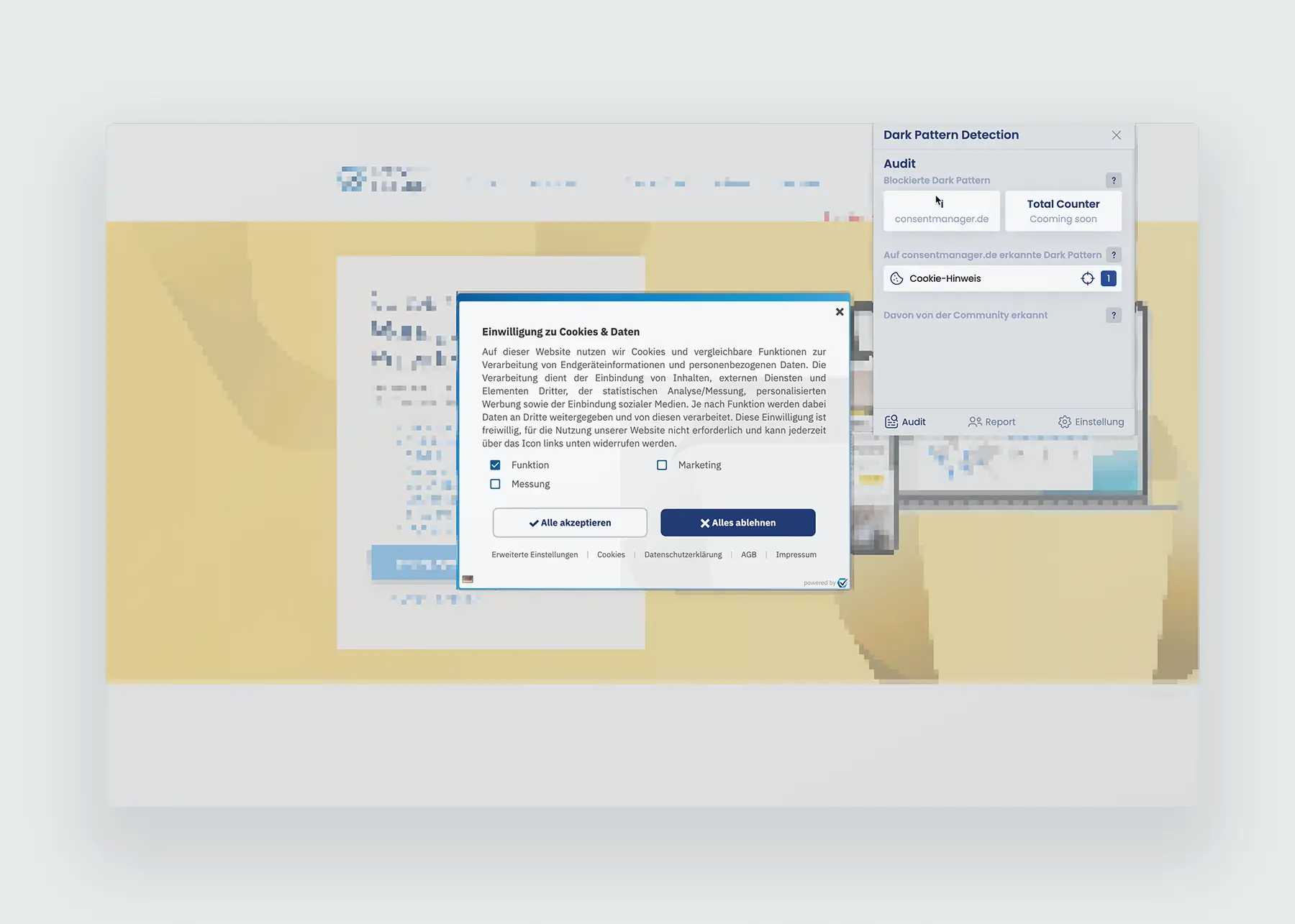 Vorschau der Dark-Pattern Applikation