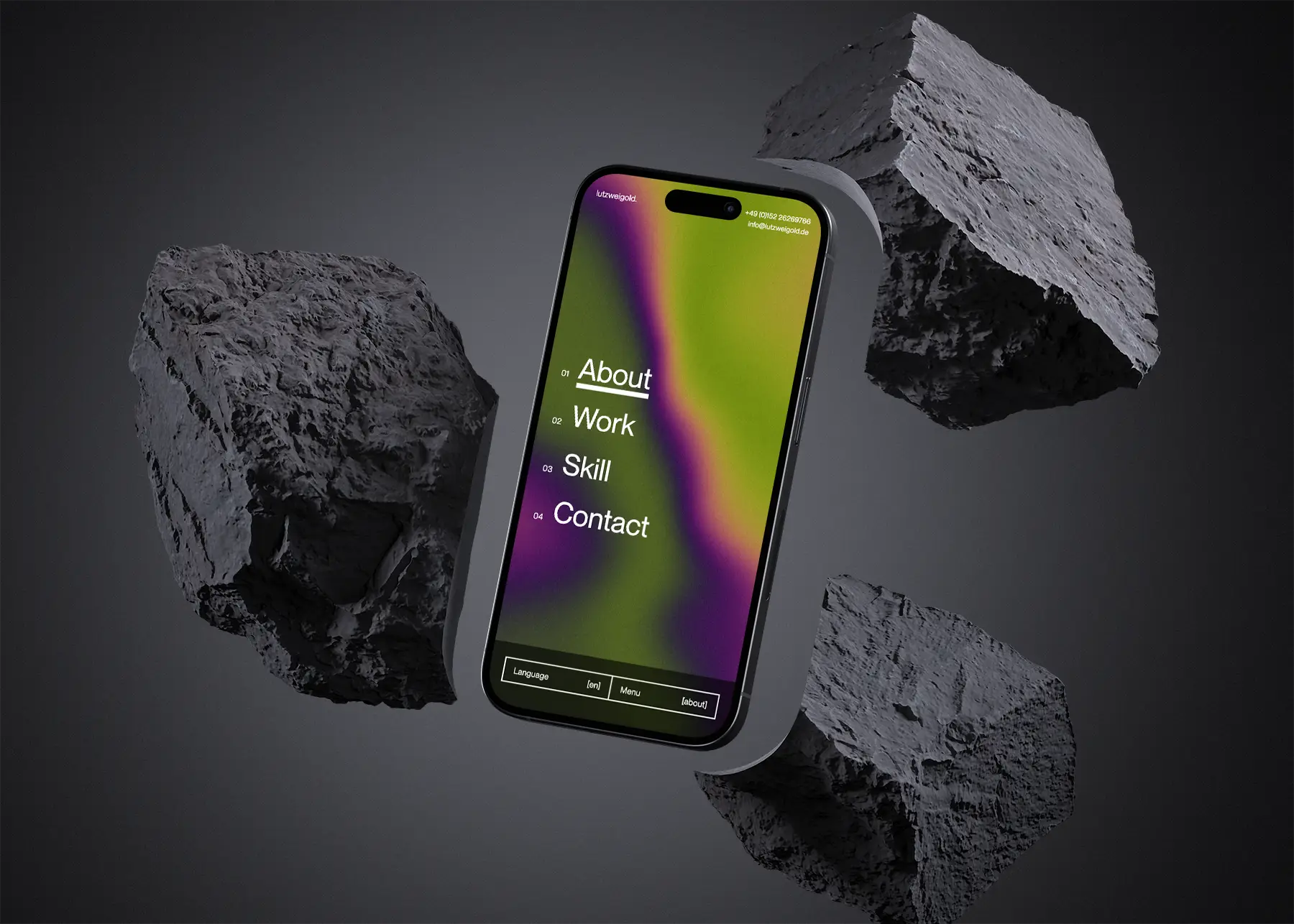 Preview of the portfolio webpage in mobile view