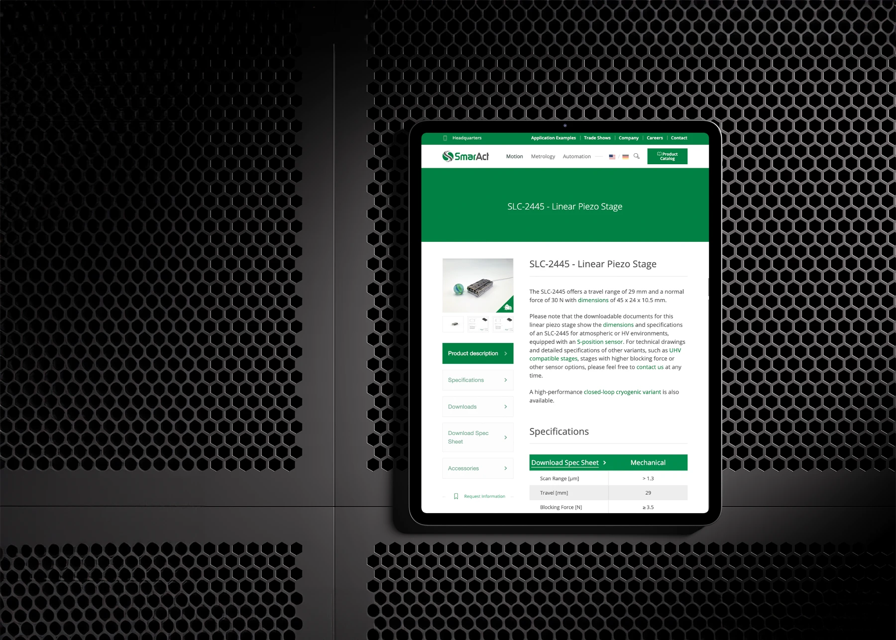 Preview of the Smaract Webpage